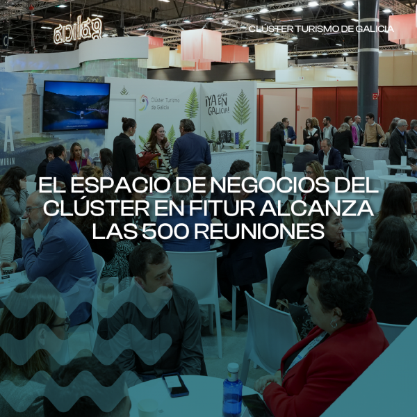 [:es]El espacio de negocios del Clúster de Turismo en Fitur alcanza las 500 reuniones, 100 más que el año anteriorO espazo de negocios do Clúster de Turismo en Fitur alcanza as 500 reunións, 100 máis que o ano anteriorThe business space of the Tourism Cluster in Fitur reaches 500 meetings, 100 more than the previous year